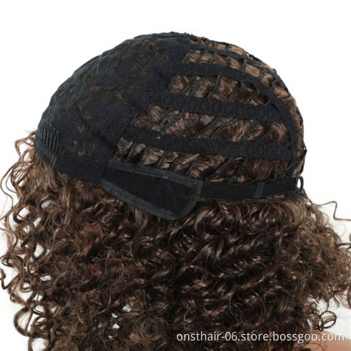 MYZYR own brand synthetic wig   cheap heat resistant high quality synthetic wig20Inch kinky curly synthetic wigLight Brown